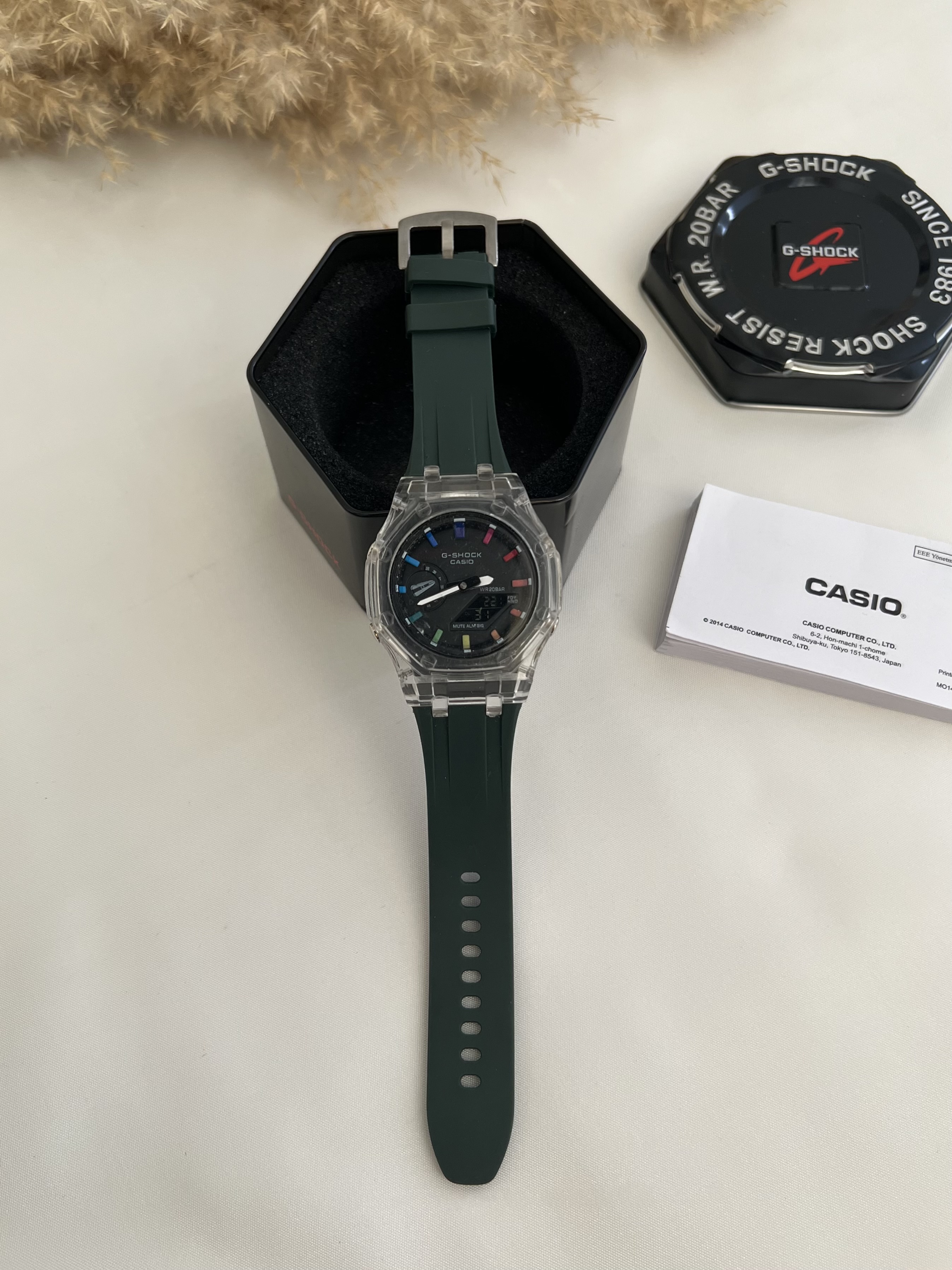ساعت مردانه جی شاک GA-2100 / سبز یشمی
