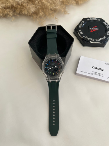 ساعت مردانه جی شاک GA-2100 / سبز یشمی